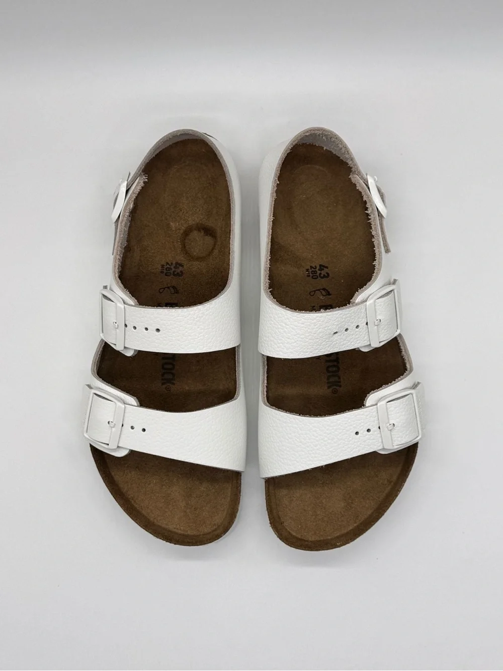 Birkenstock Milano White Leather Sandals NWOB Men 10 L12 Regular Fit EU 43